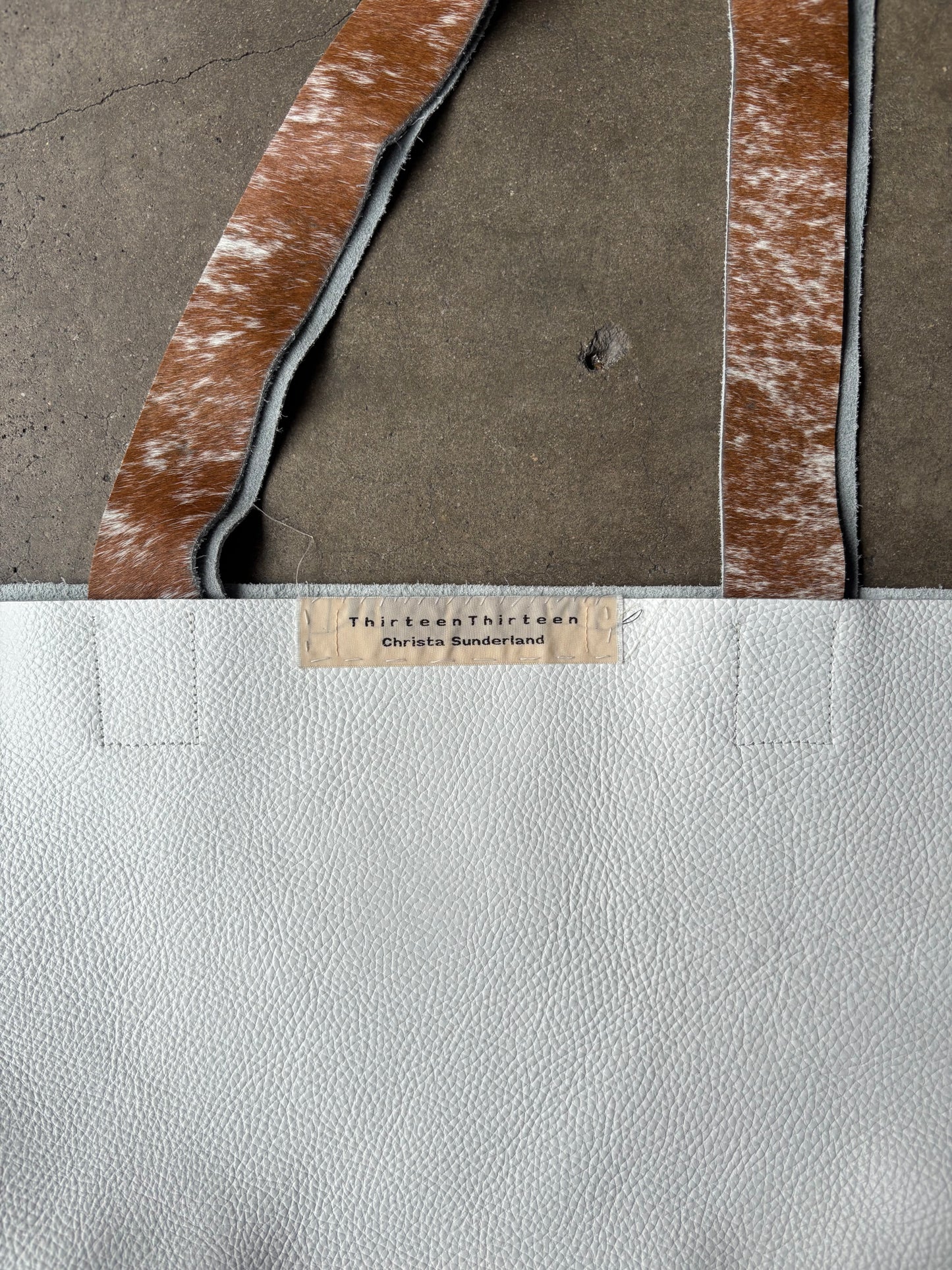 THIRTEENTHIRTEEN WHITE LEATHER TOTE
