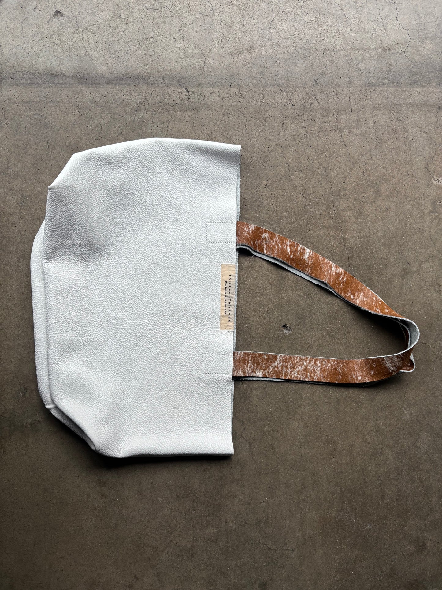 THIRTEENTHIRTEEN WHITE LEATHER TOTE